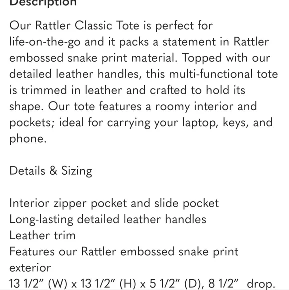 Consuela Rattler Classic Tote In Excellent Condition. Perfect Sz for Everyday! - Picture 5 of 5